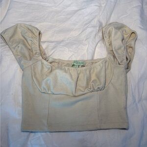 Verge Girl Cream Puff Sleeve Crop Top